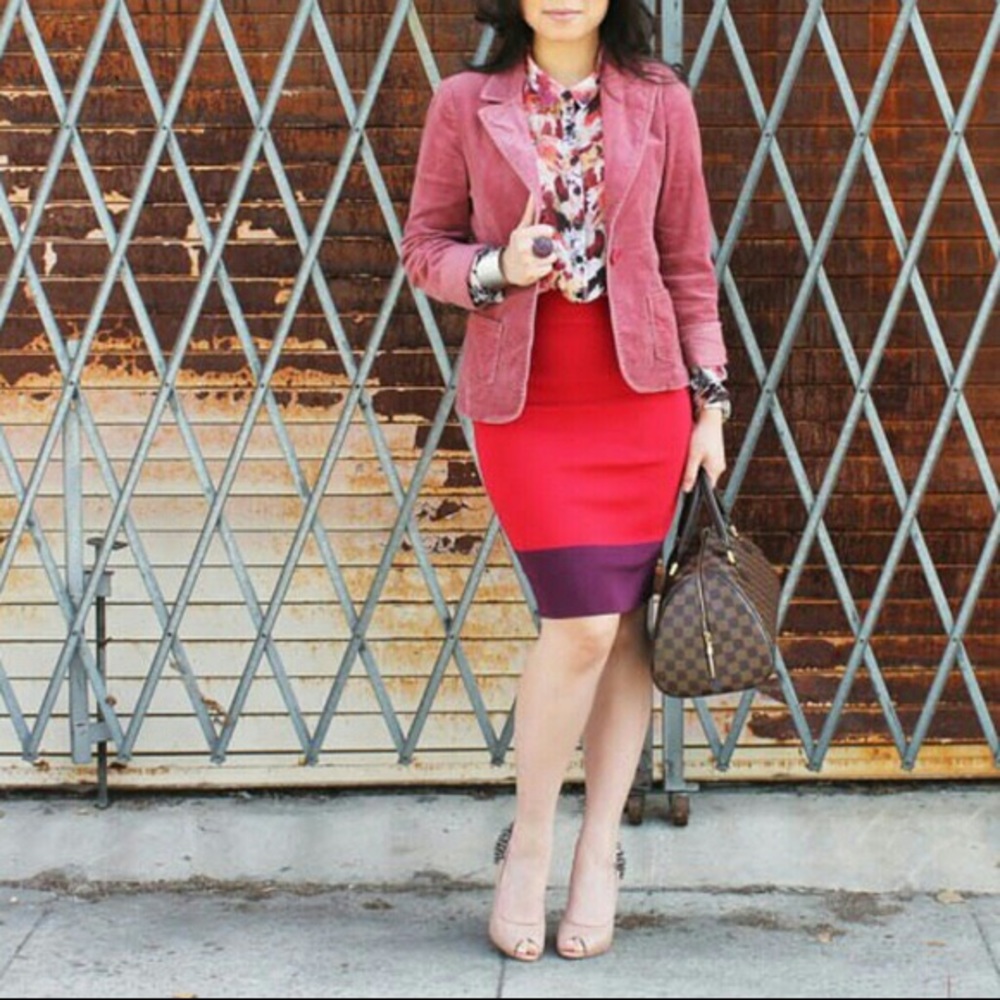 Express color block high wasted skirt